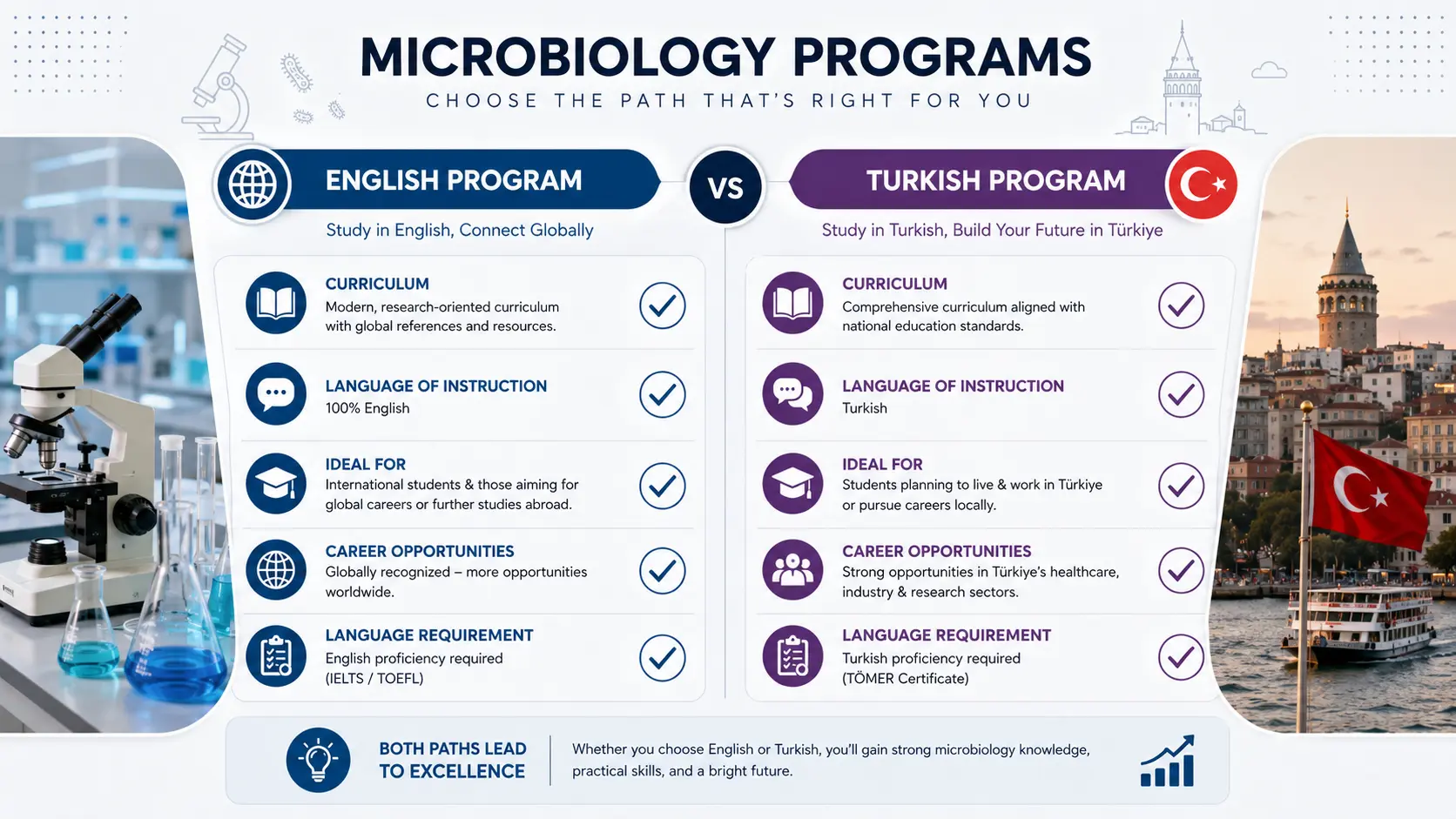 English and Turkish microbiology study options in Turkey
