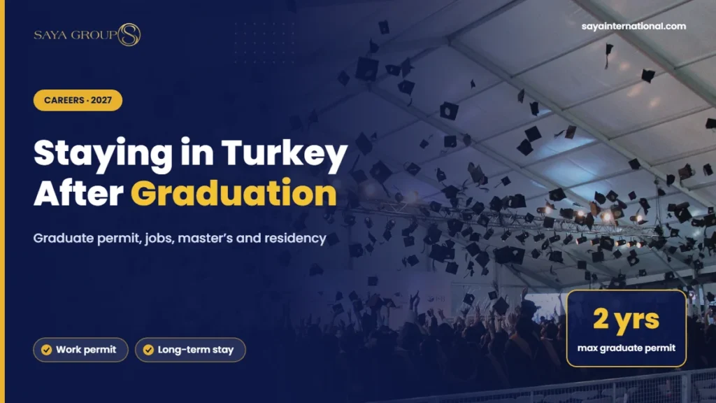 Graduates throwing caps in the air, the first step to staying in Turkey after graduation