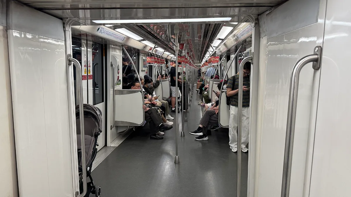 Shanghai Metro train interior, a cheap way to keep the cost of living in China for students low