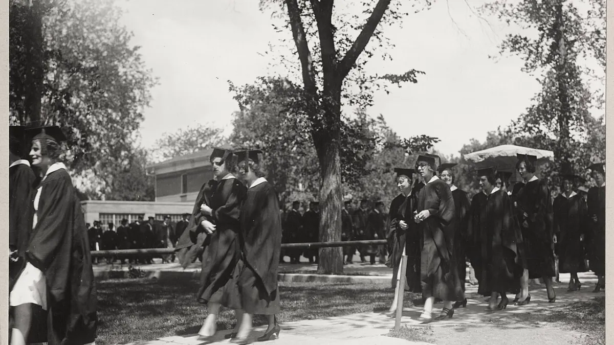 Graduates at a graduation ceremony