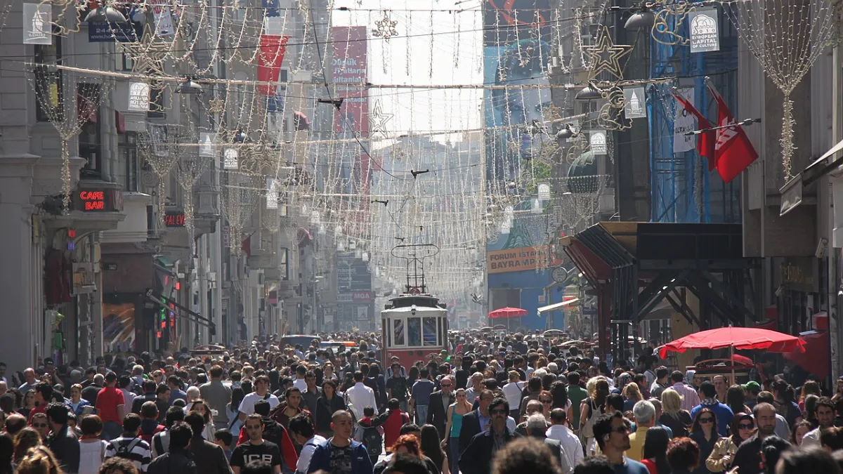 Crowds on Istiklal Avenue in Istanbul