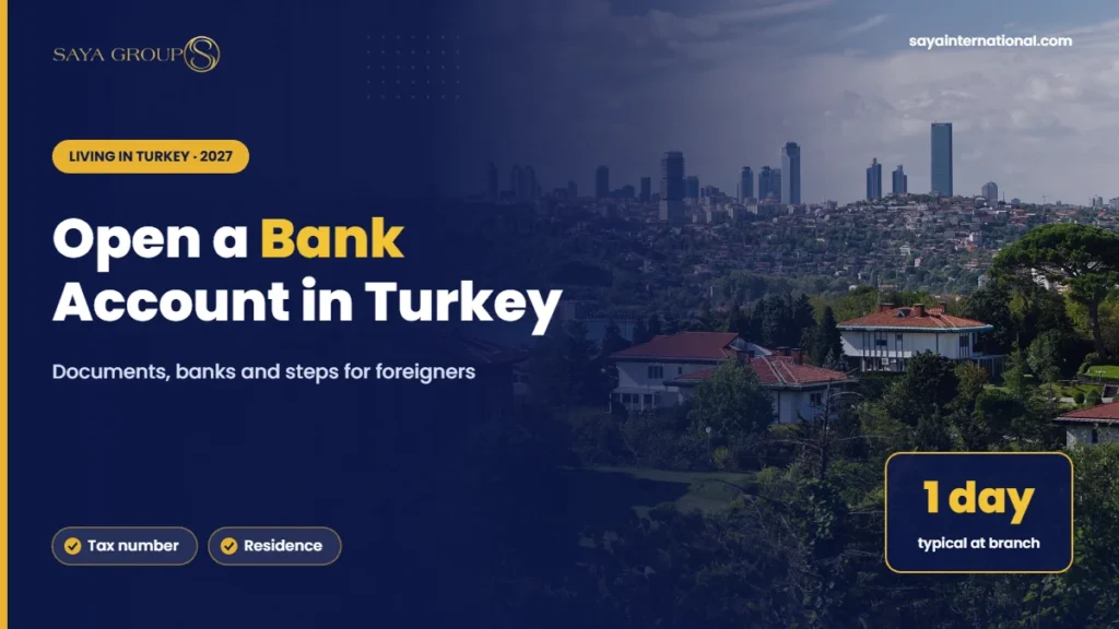 Open a bank account in Turkey - Levent financial district skyline in Istanbul