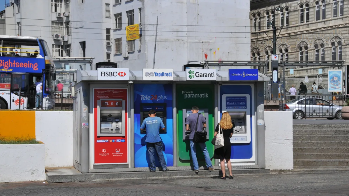 Bank ATMs on an Istanbul street, useful once you open a bank account in Turkey