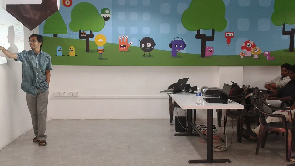 A team working in a startup office