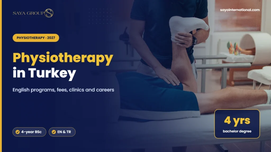 Study physiotherapy in Turkey: physiotherapist treating a patient leg on a treatment table