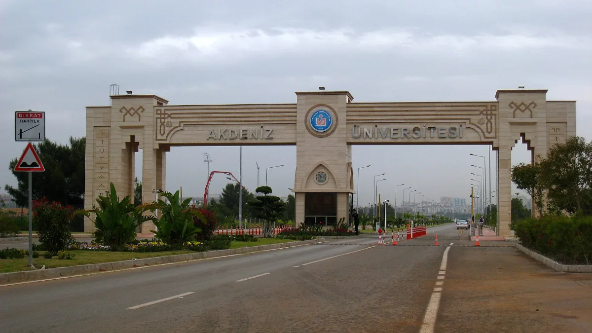 Akdeniz University main gate, the largest university for studying in Antalya