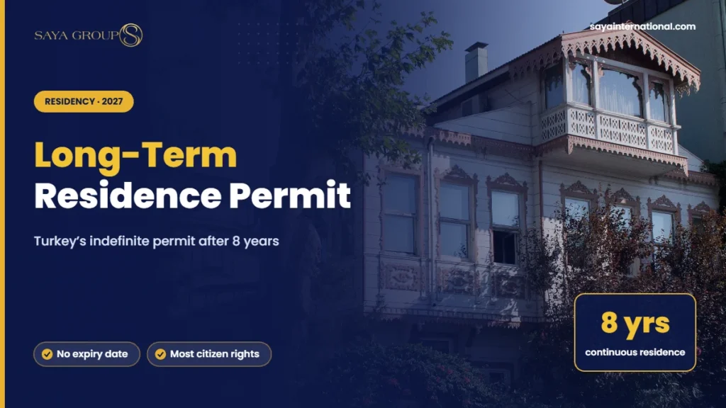 Turkey long-term residence permit guide cover with a wooden house in Üsküdar