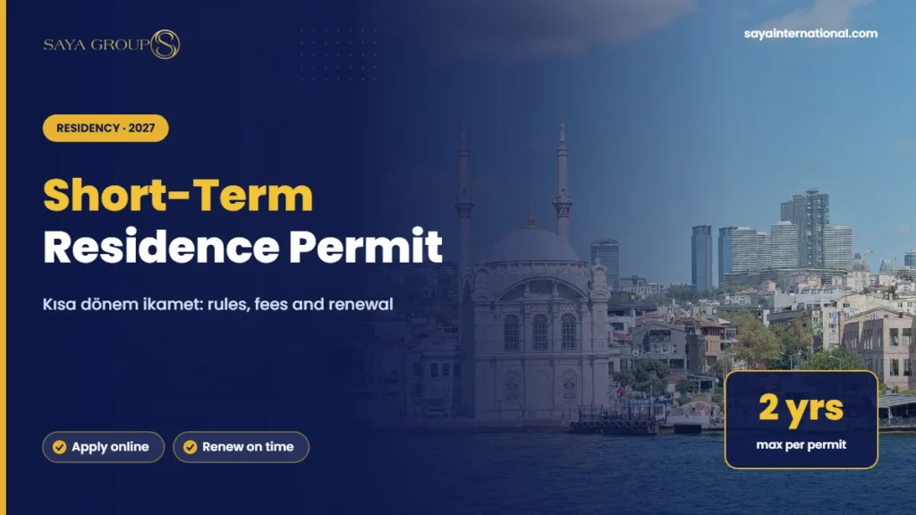Turkey short-term residence permit guide cover with Ortaköy Mosque on the Bosphorus