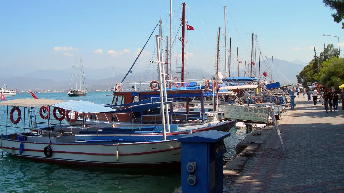 Fethiye harbour, a coastal town where many foreigners live on a Turkey short-term residence permit